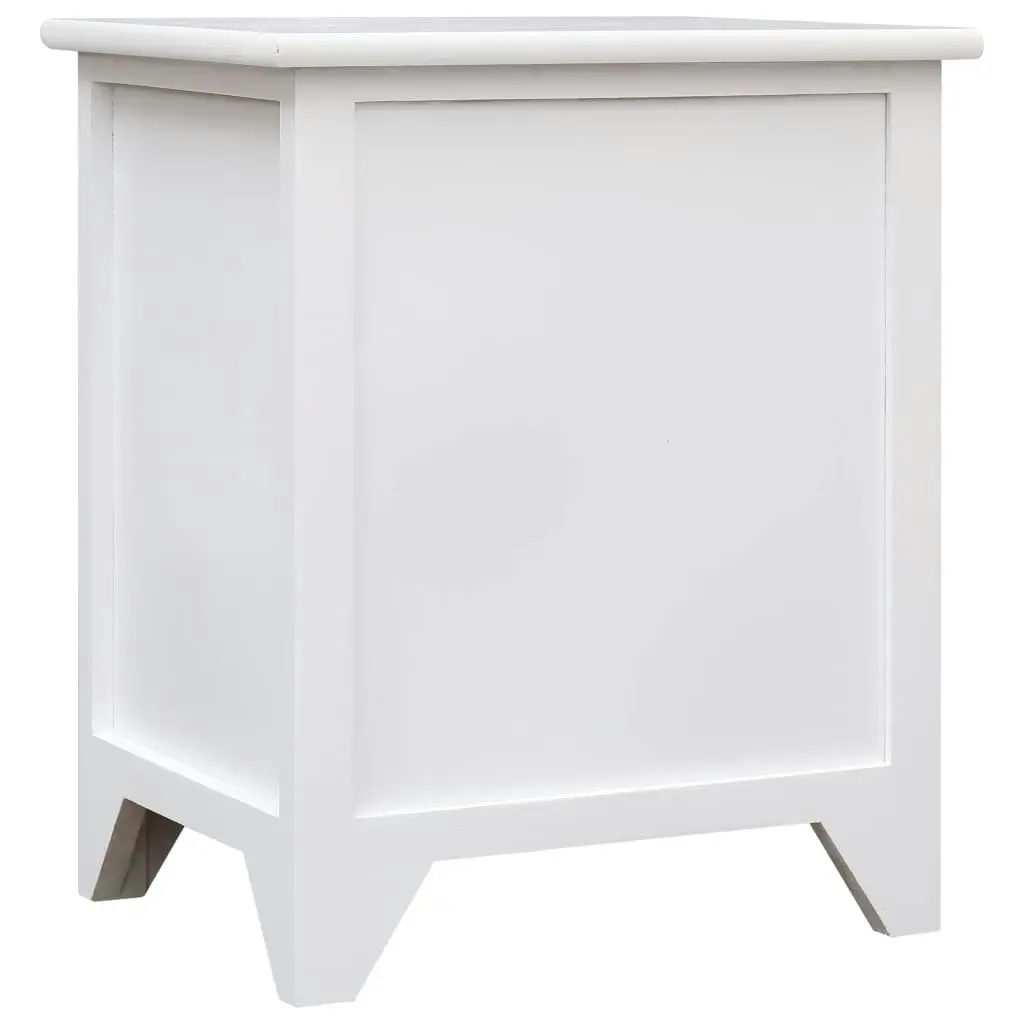 Nightstand White 38x28x45 cm Paulownia Wood 284049