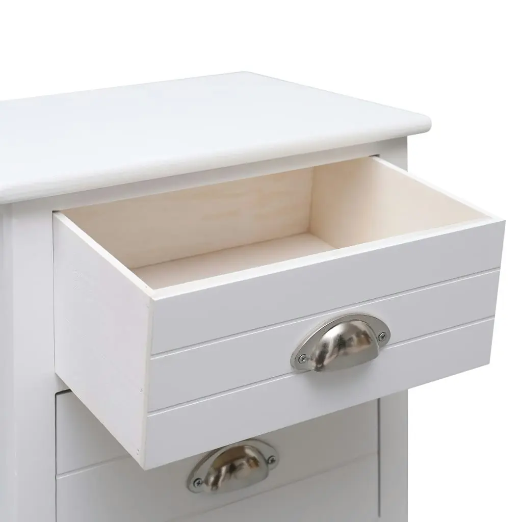 Nightstand White 38x28x45 cm Paulownia Wood 284049