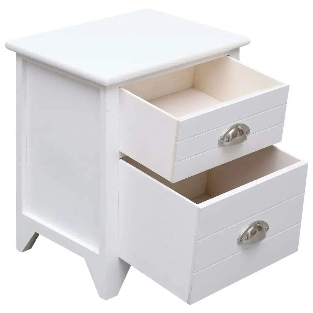 Nightstand White 38x28x45 cm Paulownia Wood 284049