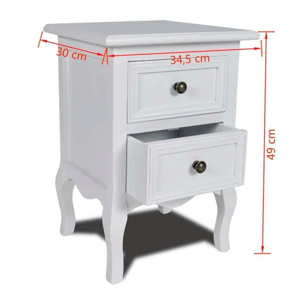 Nightstand with 2 Drawers MDF White 60637