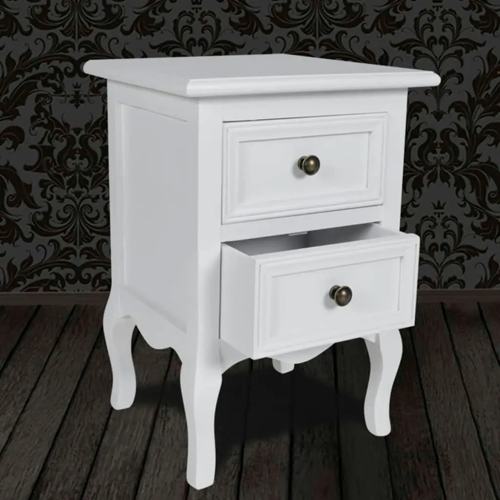 Nightstand with 2 Drawers MDF White 60637