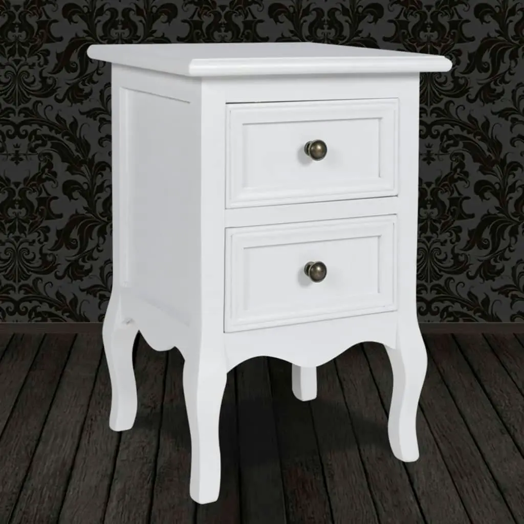 Nightstand with 2 Drawers MDF White 60637