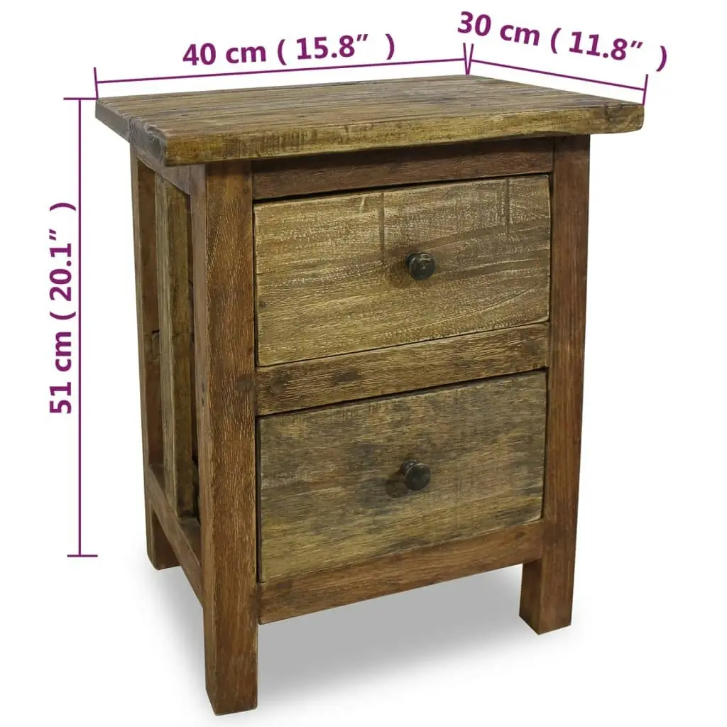 Nightstand Solid Mahogany Wood 40x30x51 cm 244487