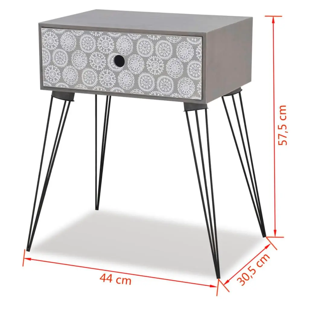 Nightstand with 1 Drawer Rectangular Grey 242232