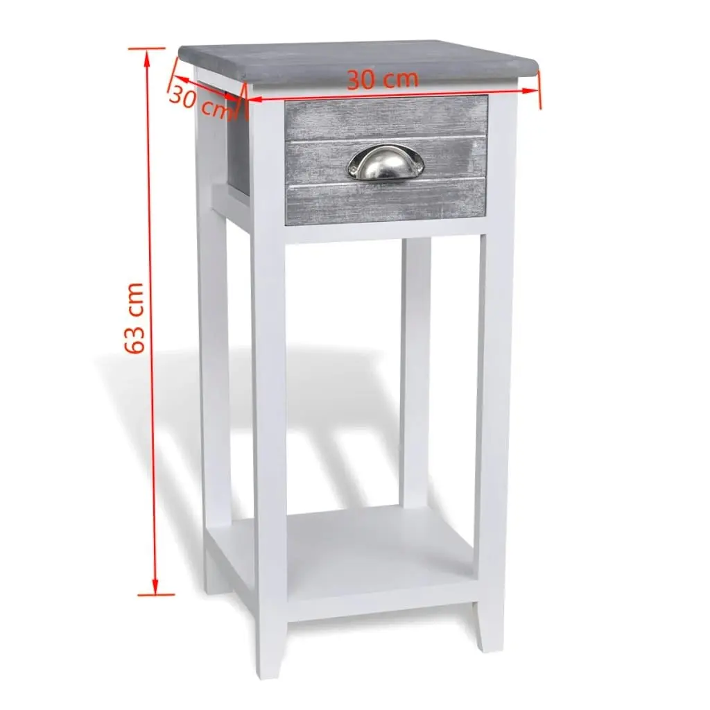 Nightstand with 1 Drawer Grey and White 242038