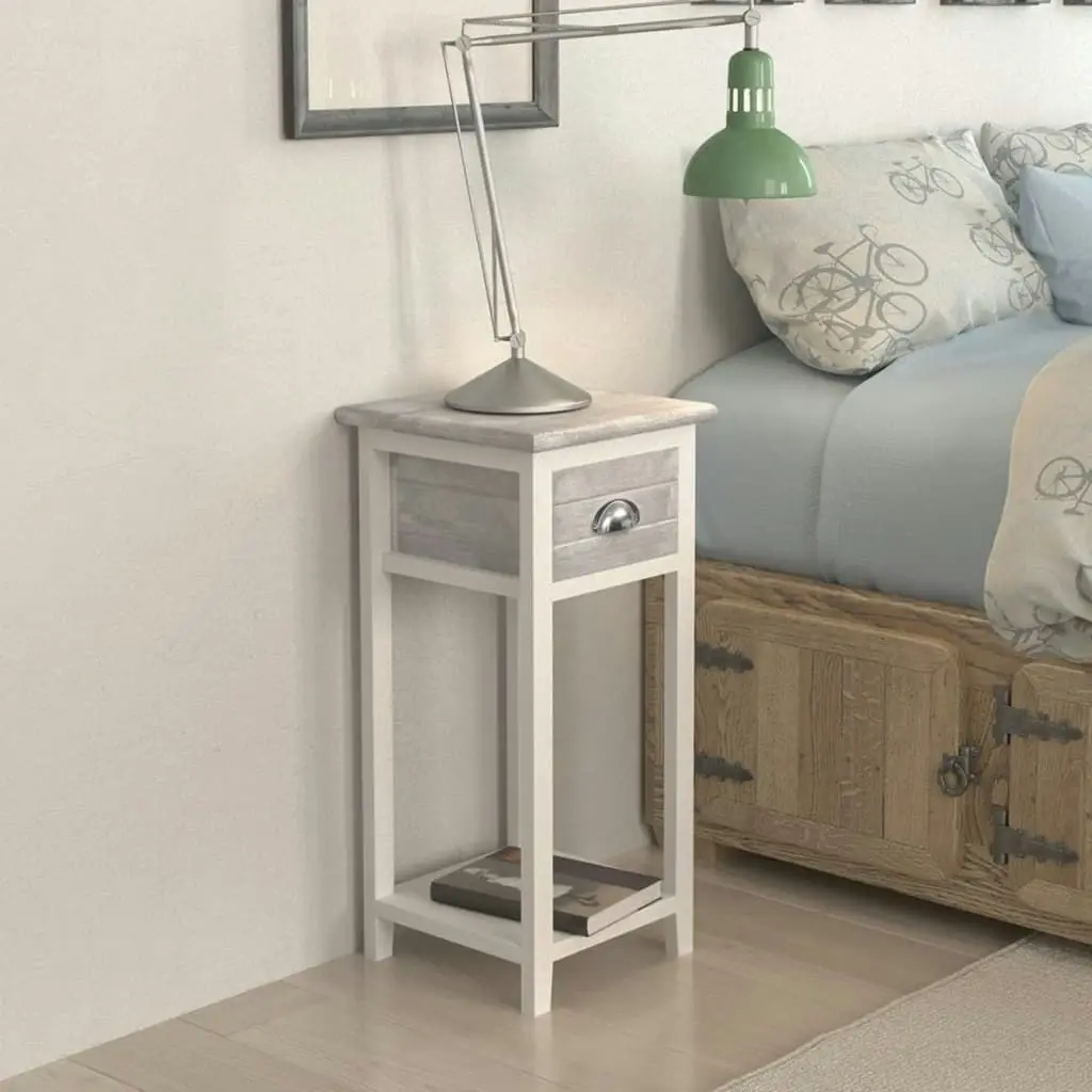 Nightstand with 1 Drawer Grey and White 242038