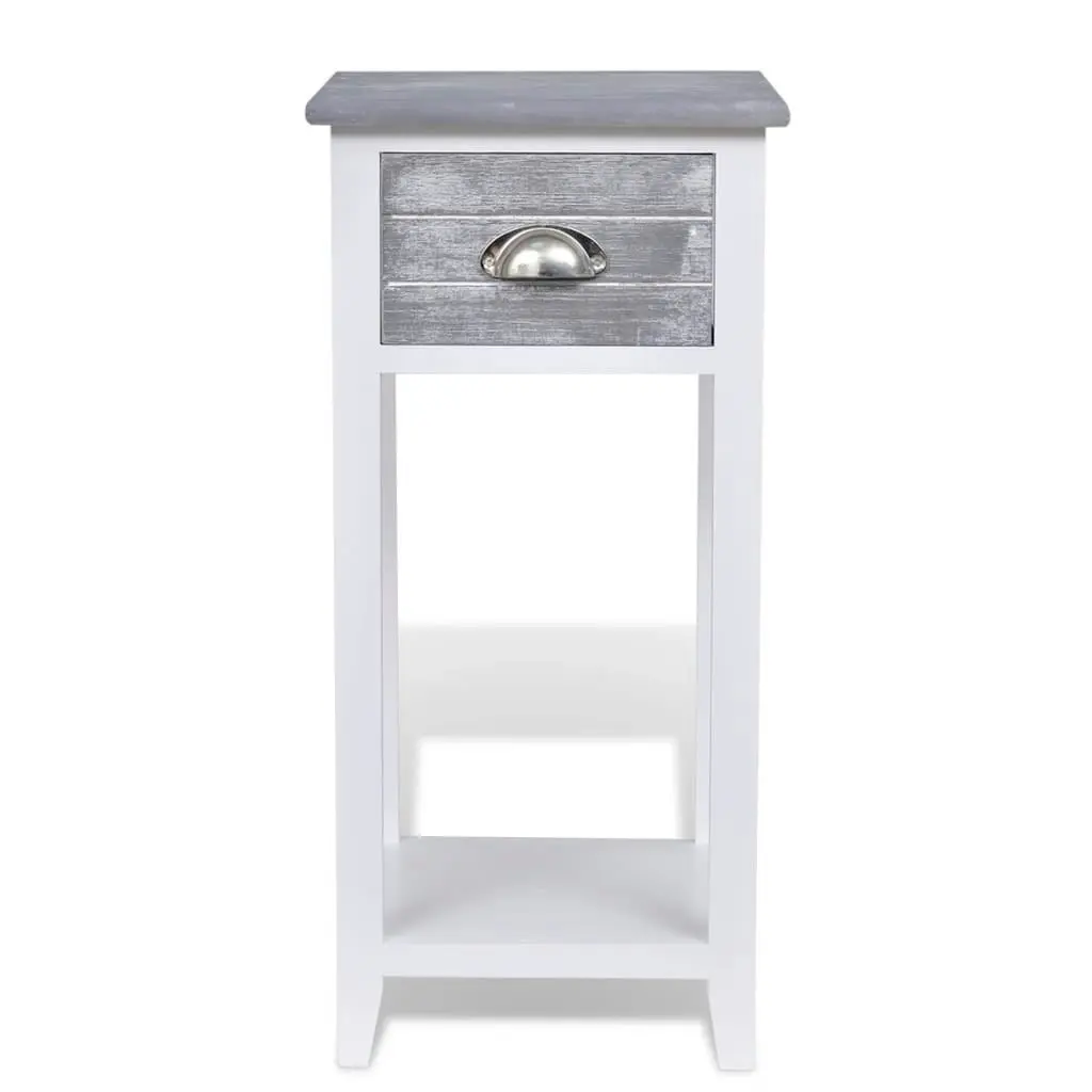 Nightstand with 1 Drawer Grey and White 242038