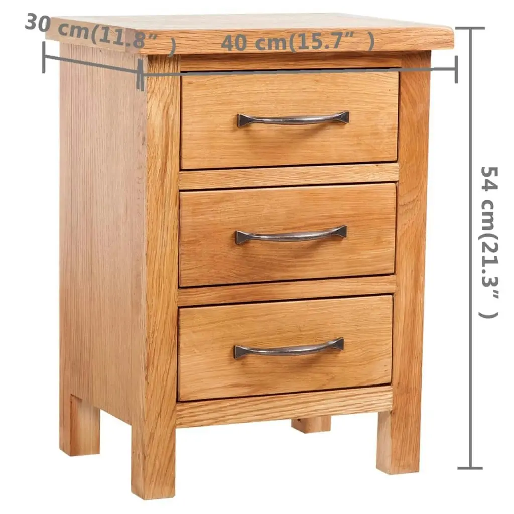 Nightstand with 3 Drawers 40x30x54 cm Solid Oak Wood 241674