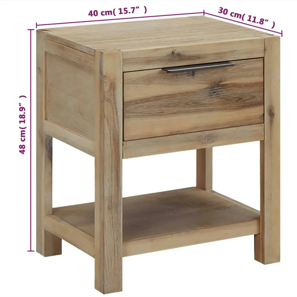 Nightstand with Drawer 40x30x48 cm Solid Acacia Wood 245683