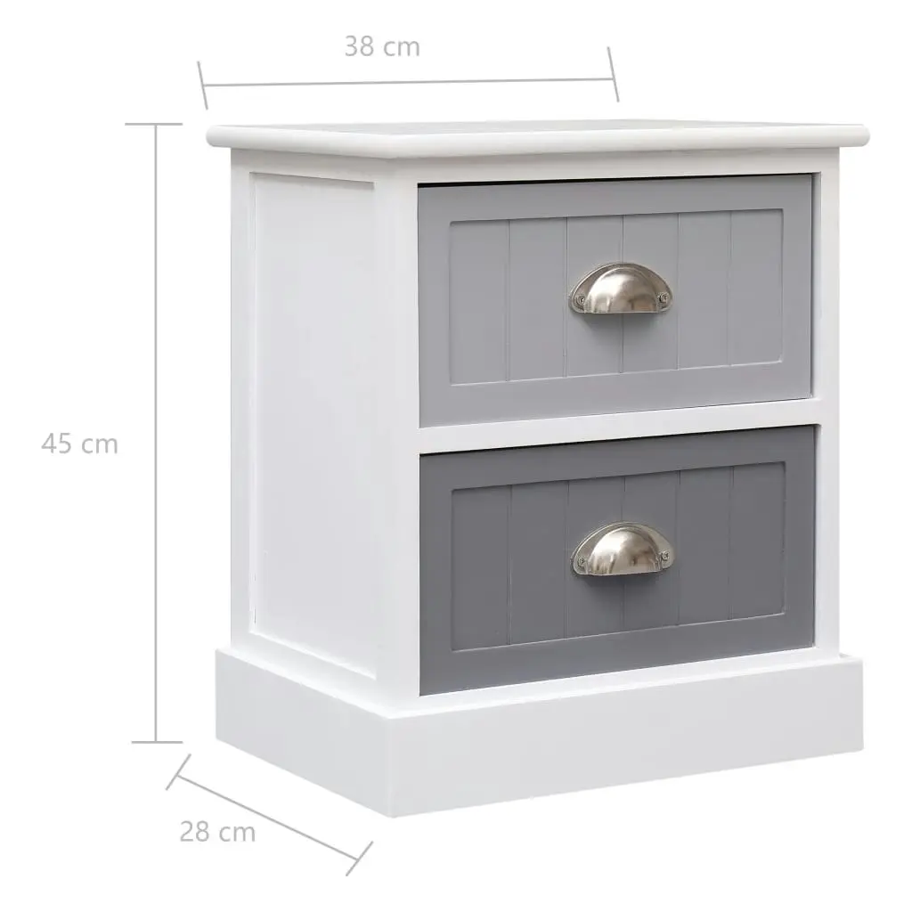 Nightstands 2 pcs Grey 38x28x45 cm Paulownia Wood 284053