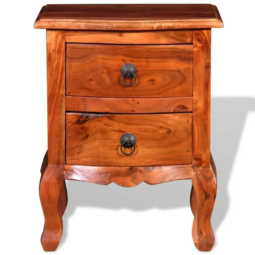 Nightstand with Drawers Solid Acacia Wood 243971