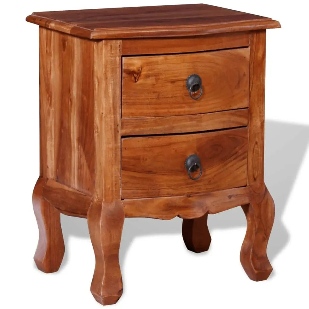 Nightstand with Drawers Solid Acacia Wood 243971