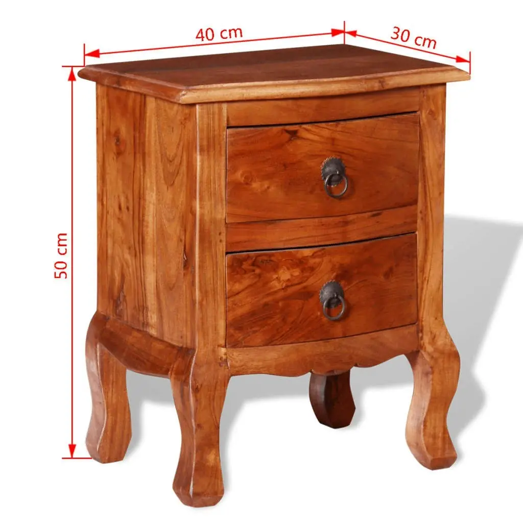 Nightstand with Drawers Solid Acacia Wood 243971