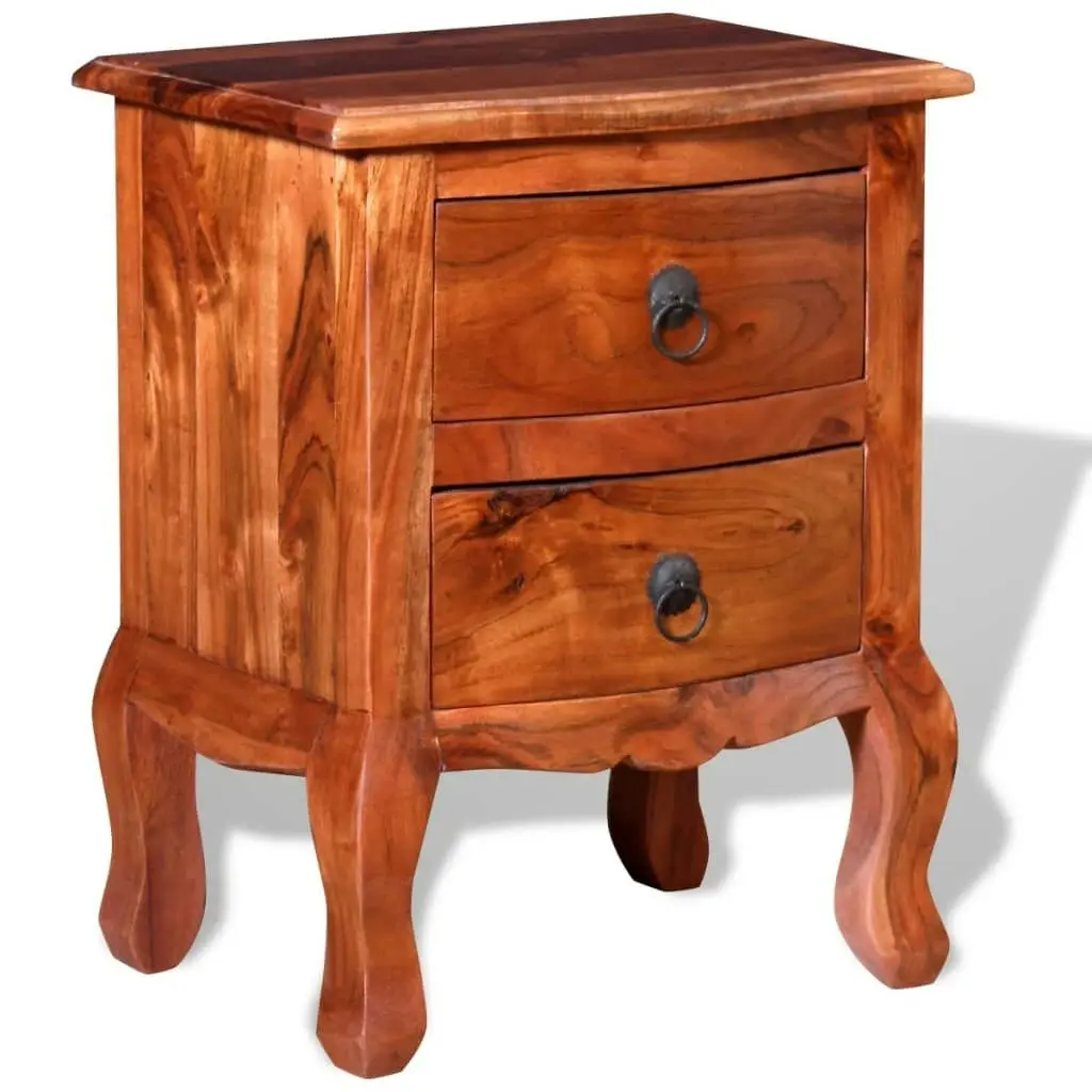 Nightstand with Drawers Solid Acacia Wood 243971