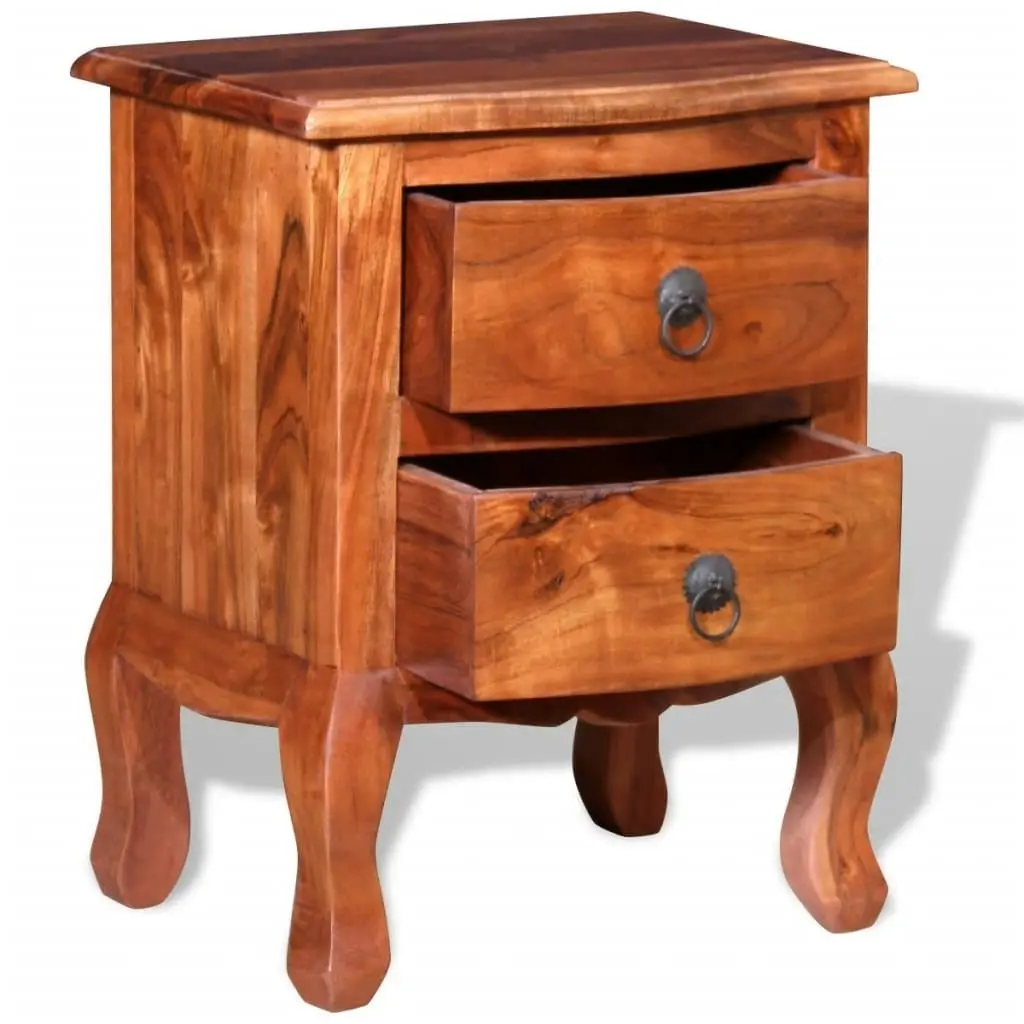 Nightstand with Drawers Solid Acacia Wood 243971