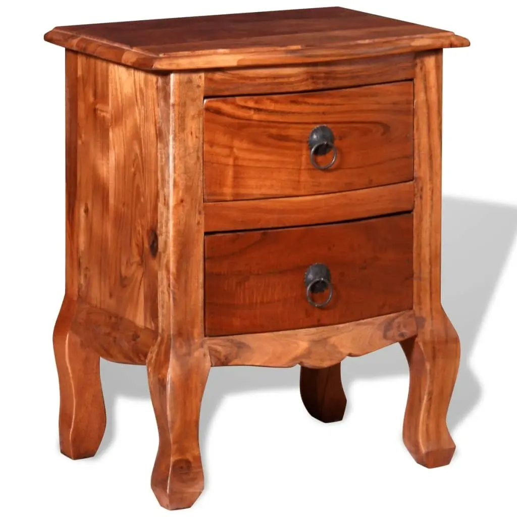 Nightstand with Drawers Solid Acacia Wood 243971