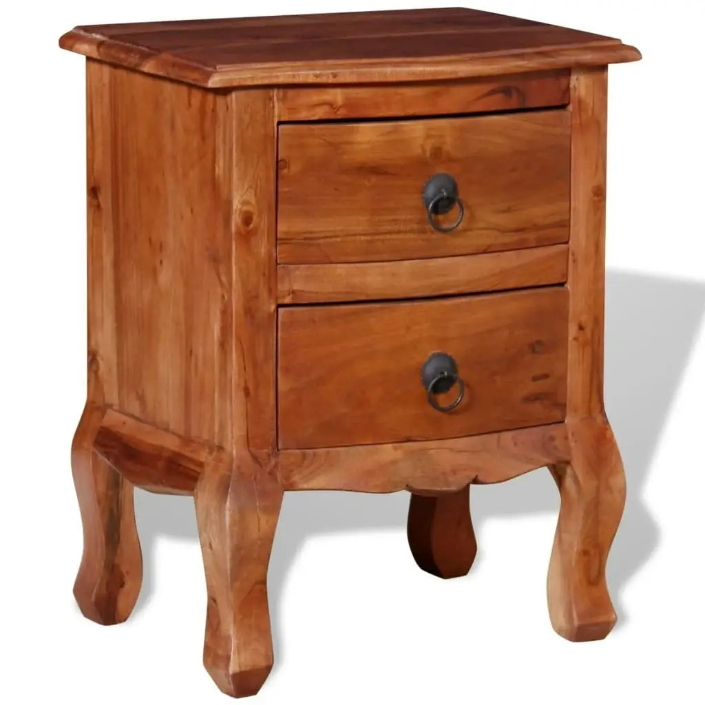 Nightstand with Drawers Solid Acacia Wood 243971