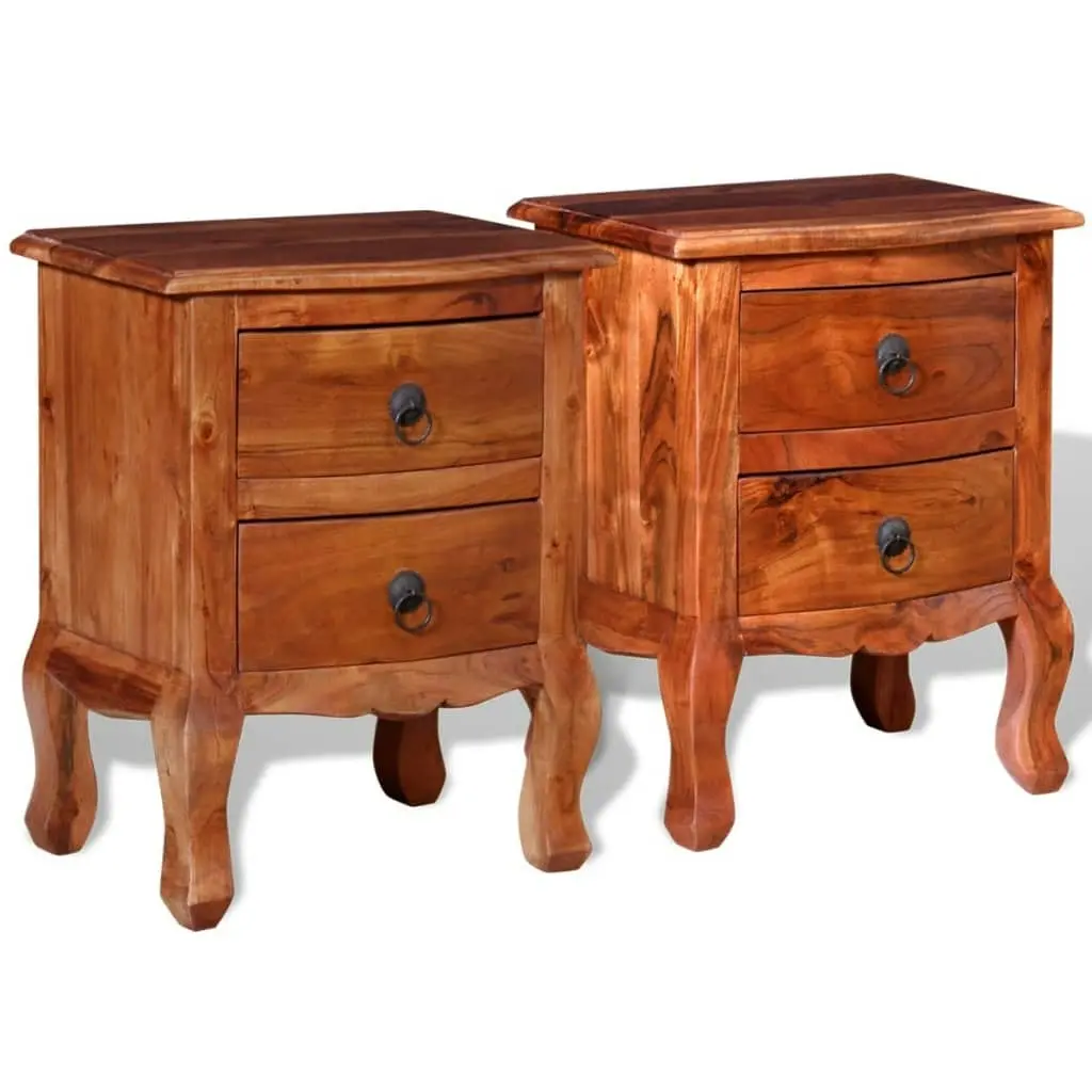 Nightstands with Drawers 2 pcs Solid Acacia Wood 243972