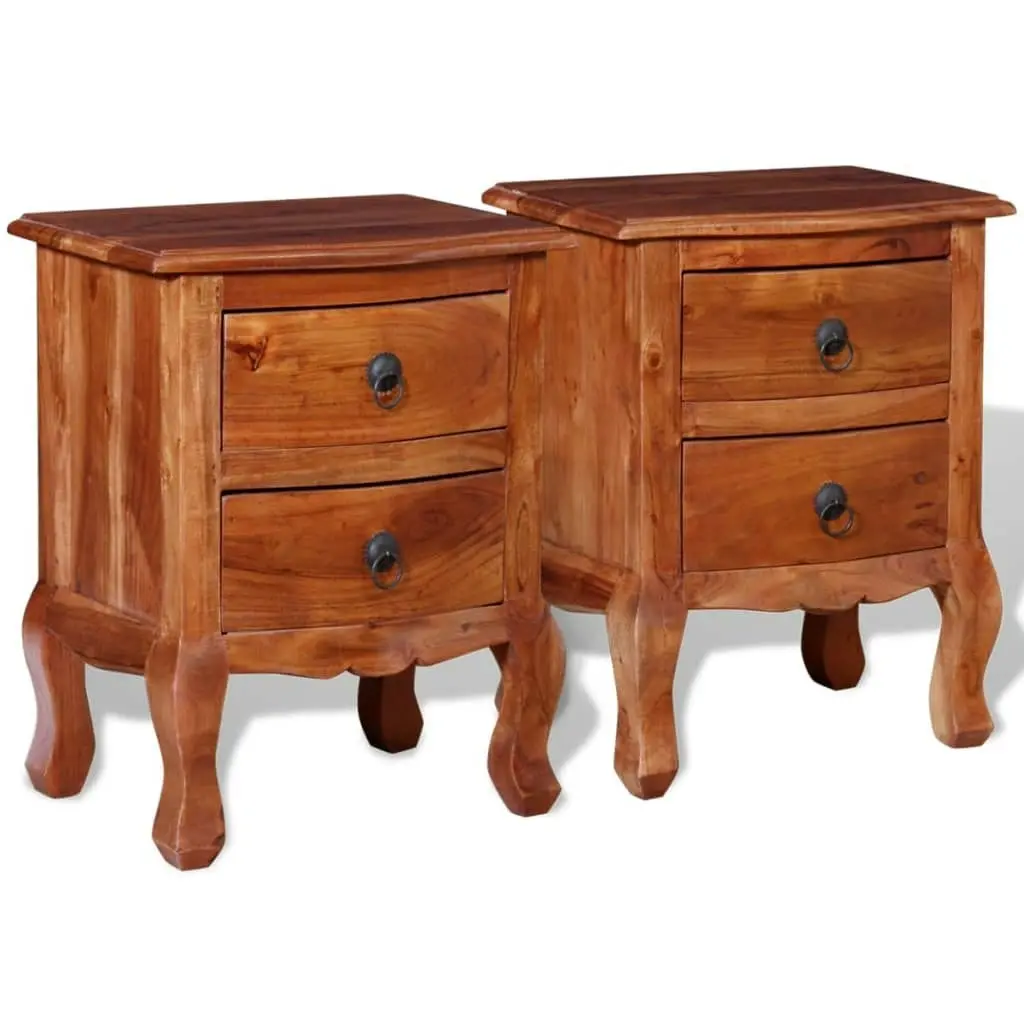 Nightstands with Drawers 2 pcs Solid Acacia Wood 243972