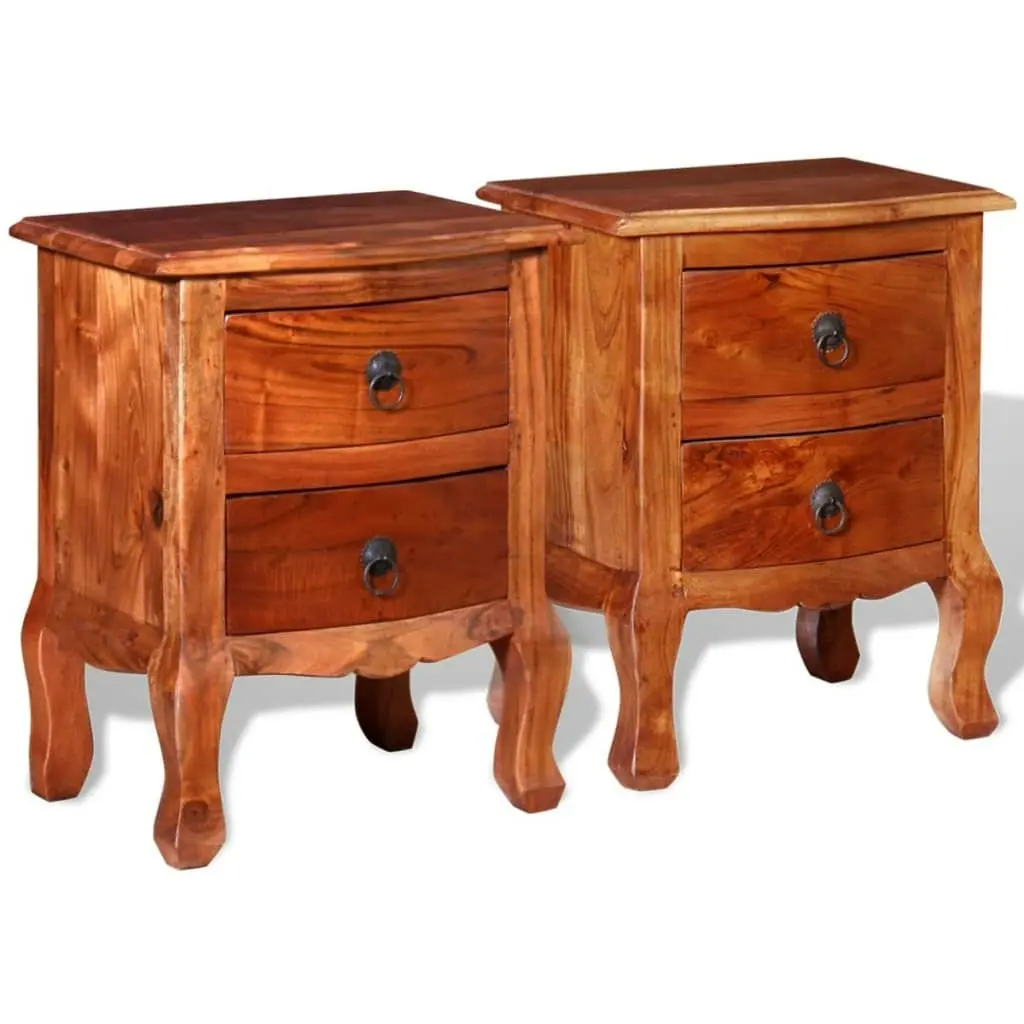 Nightstands with Drawers 2 pcs Solid Acacia Wood 243972