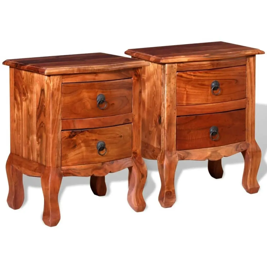 Nightstands with Drawers 2 pcs Solid Acacia Wood 243972