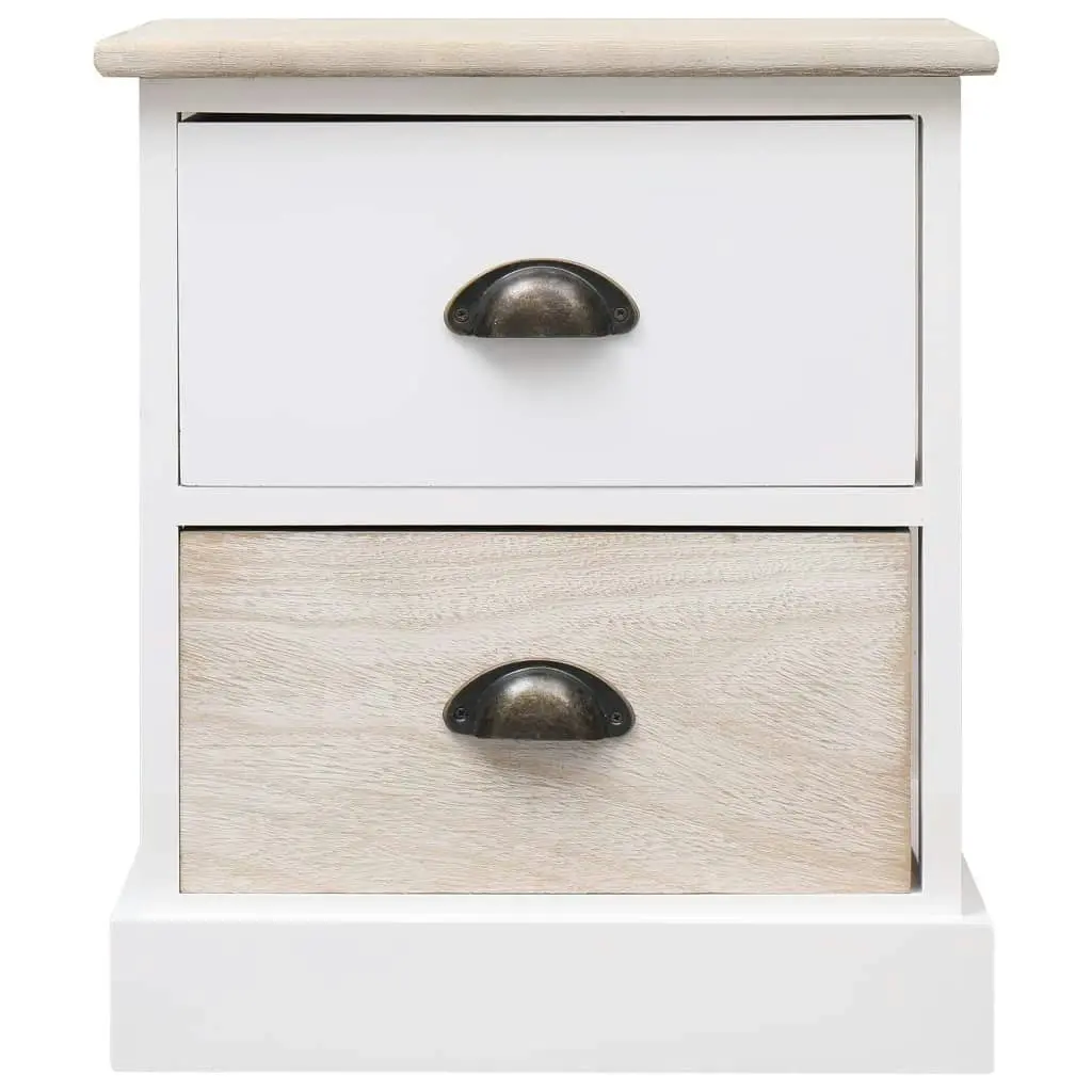 Nightstand White and Natural 38x28x45 cm Paulownia Wood 284056