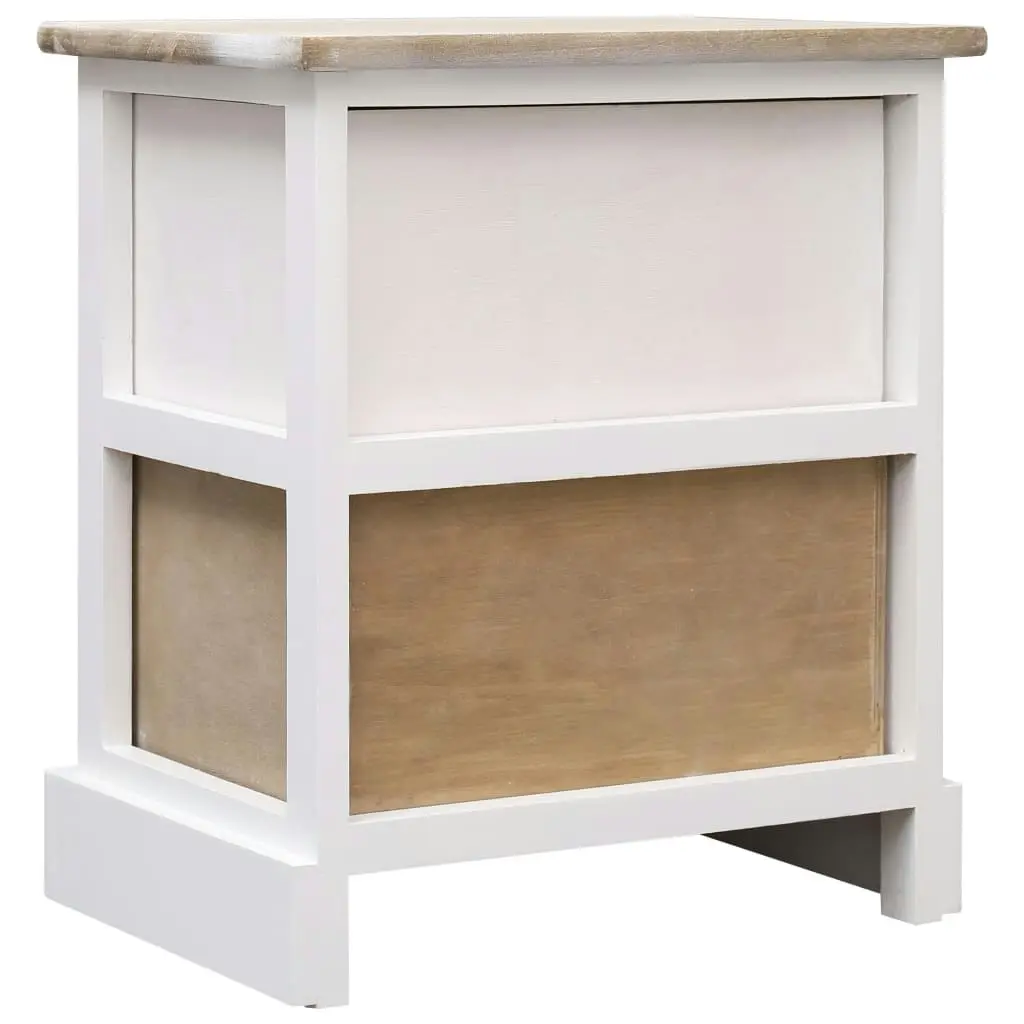 Nightstand White and Natural 38x28x45 cm Paulownia Wood 284056