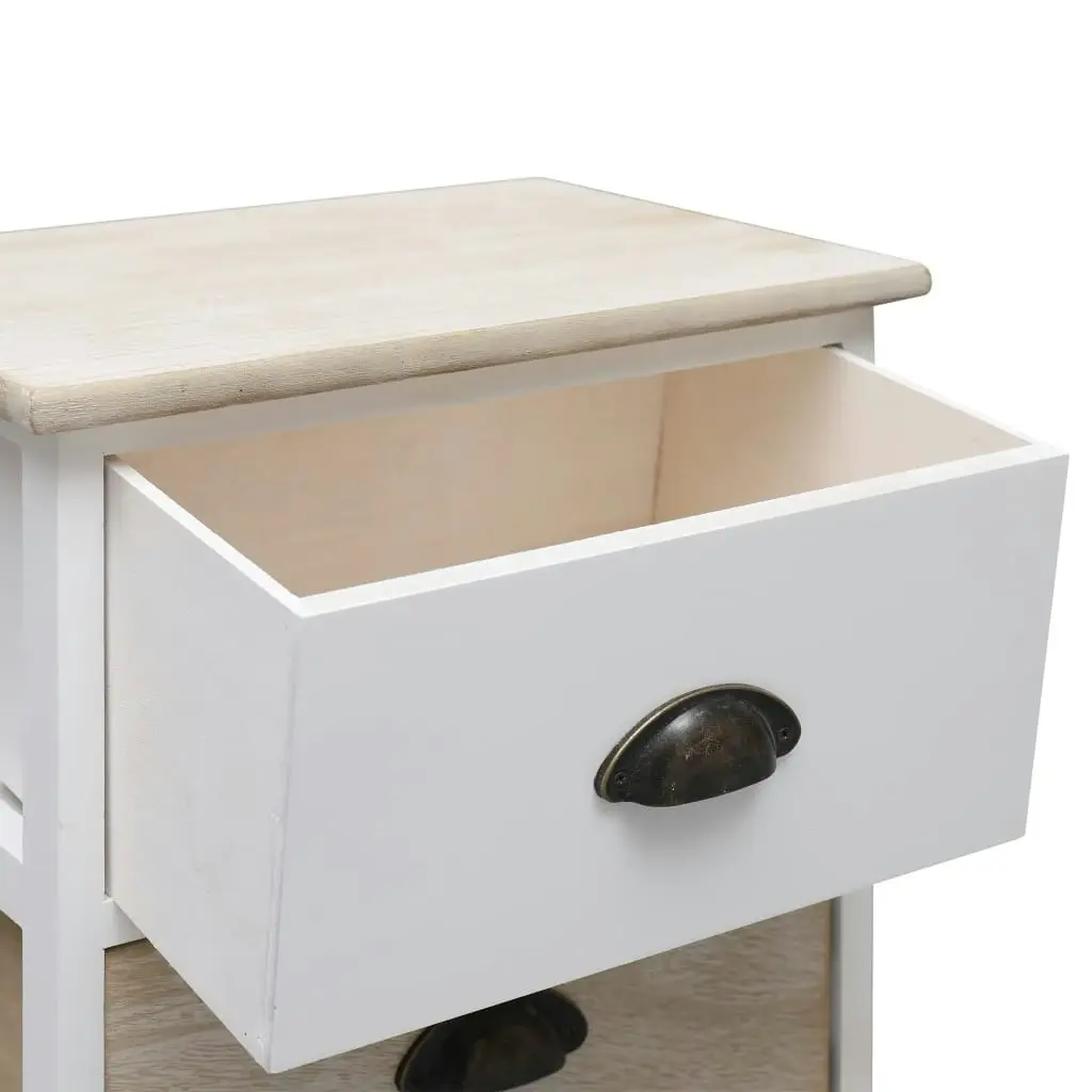 Nightstand White and Natural 38x28x45 cm Paulownia Wood 284056