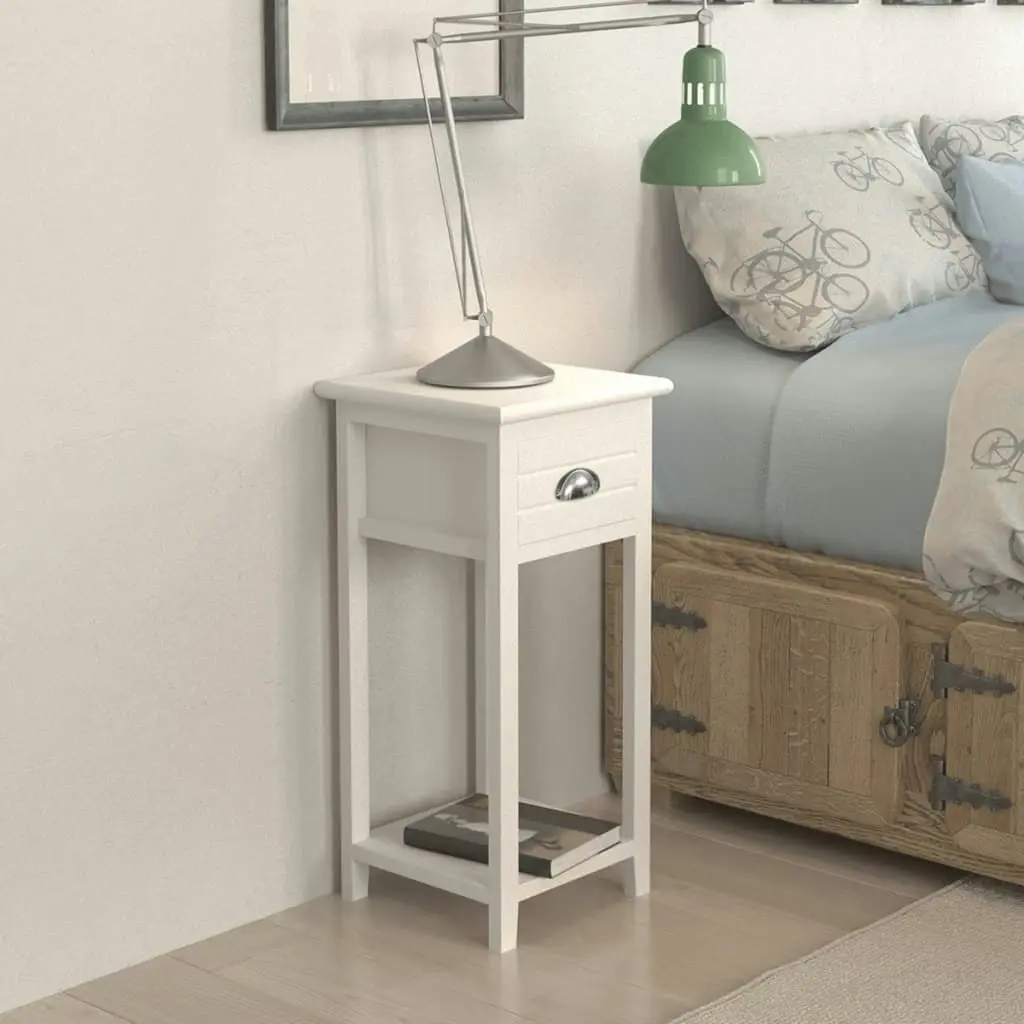 Nightstand with 1 Drawer White 242040