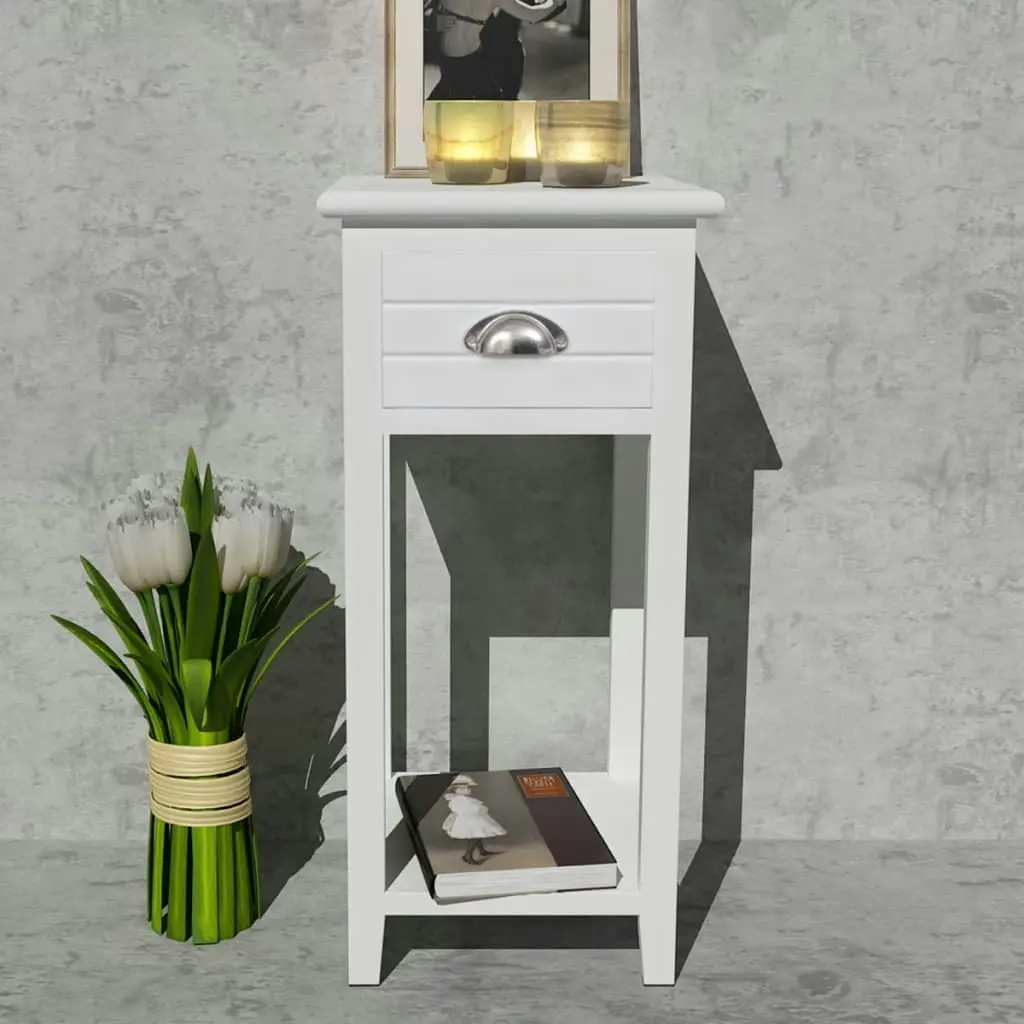 Nightstand with 1 Drawer White 242040