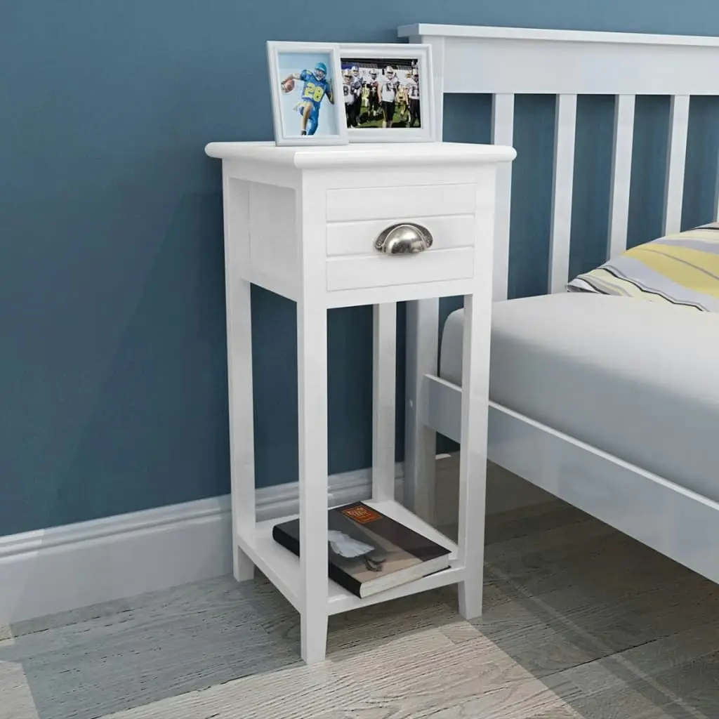 Nightstand with 1 Drawer White 242040