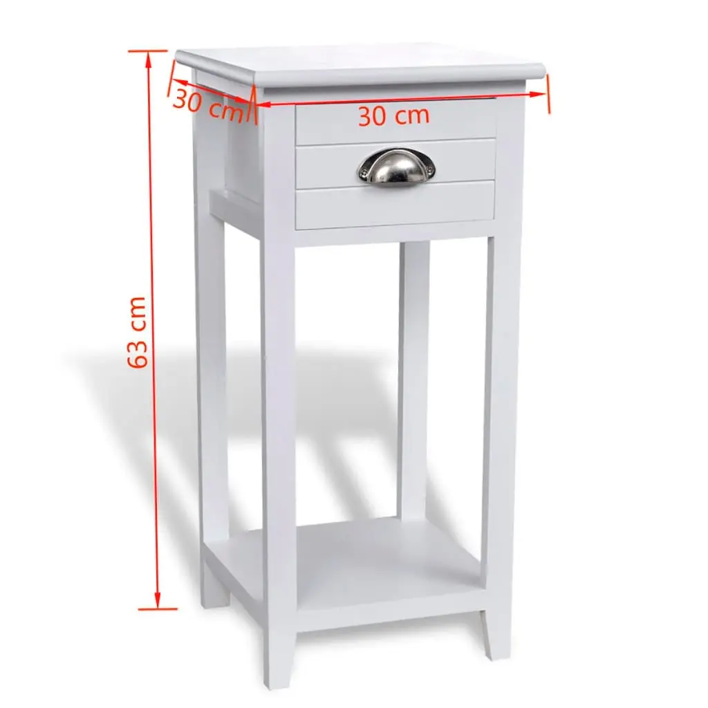 Nightstand with 1 Drawer White 242040