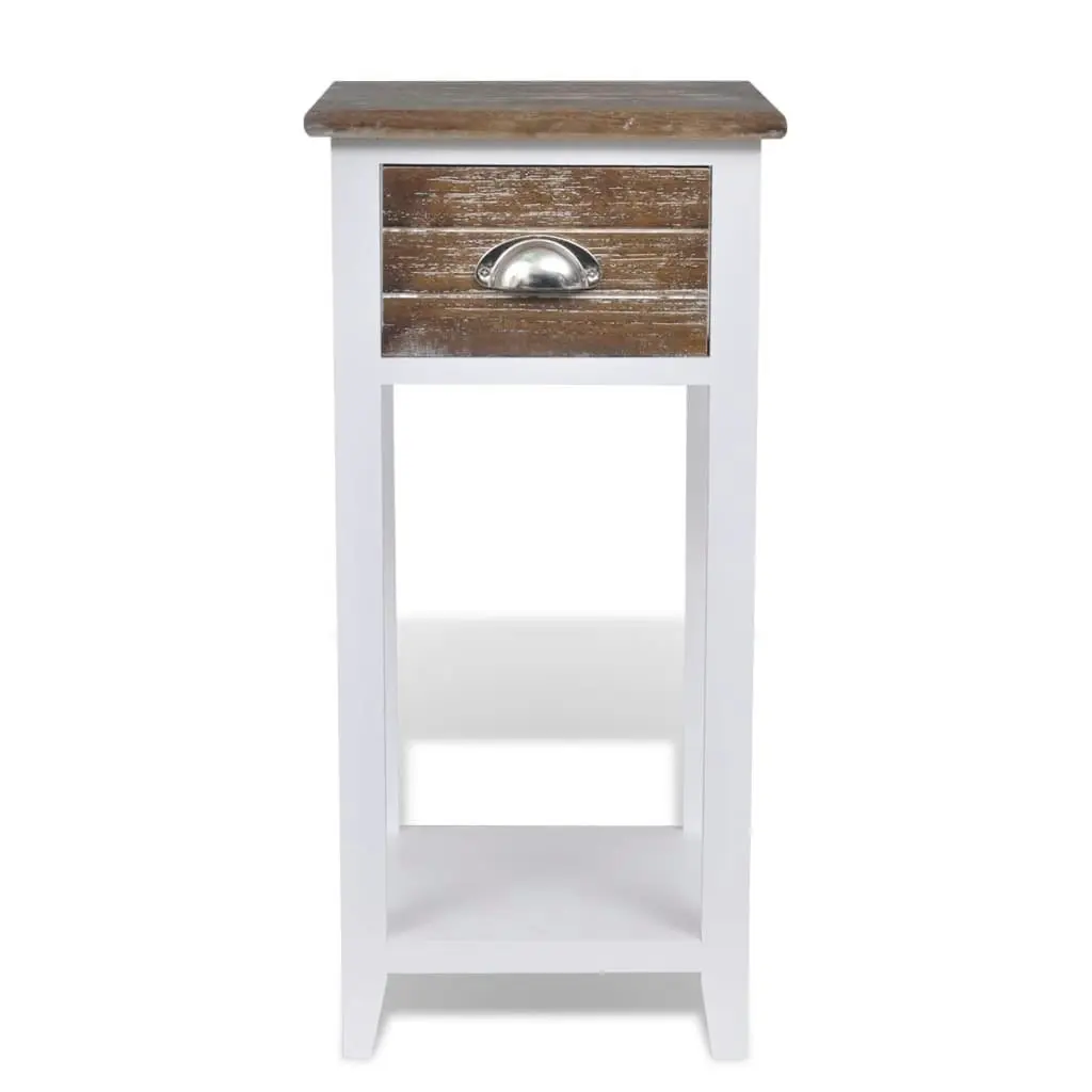 Nightstand with 1 Drawer Brown and White 242039