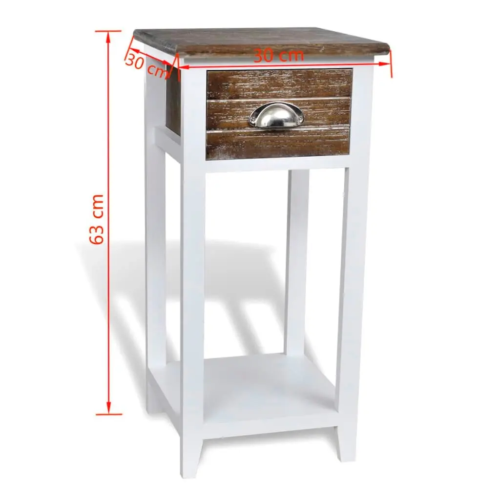 Nightstand with 1 Drawer Brown and White 242039