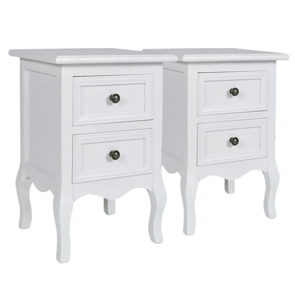 Nightstands 4 pcs with 2 Drawers MDF White 276039