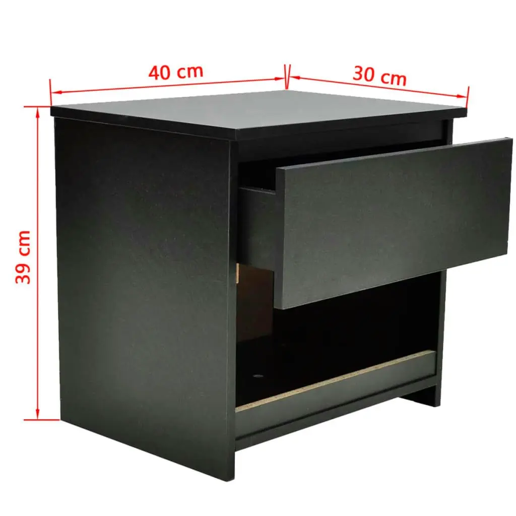 Nightstand with One-Drawer Black 2 pcs 240080