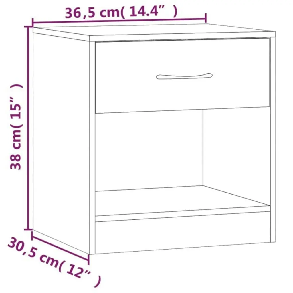 Nightstand 2 pcs with Drawer White 242547