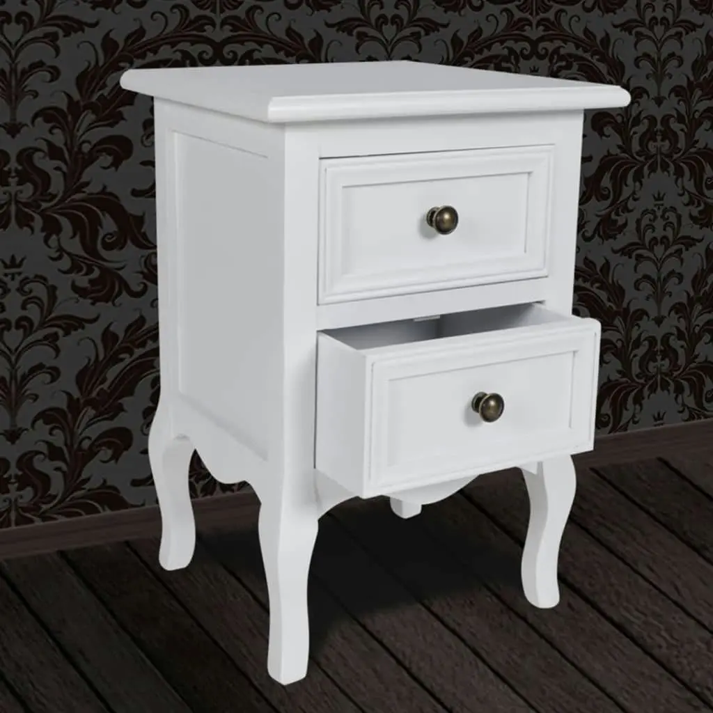 Nightstands 2 pcs with 2 Drawers MDF White 60638