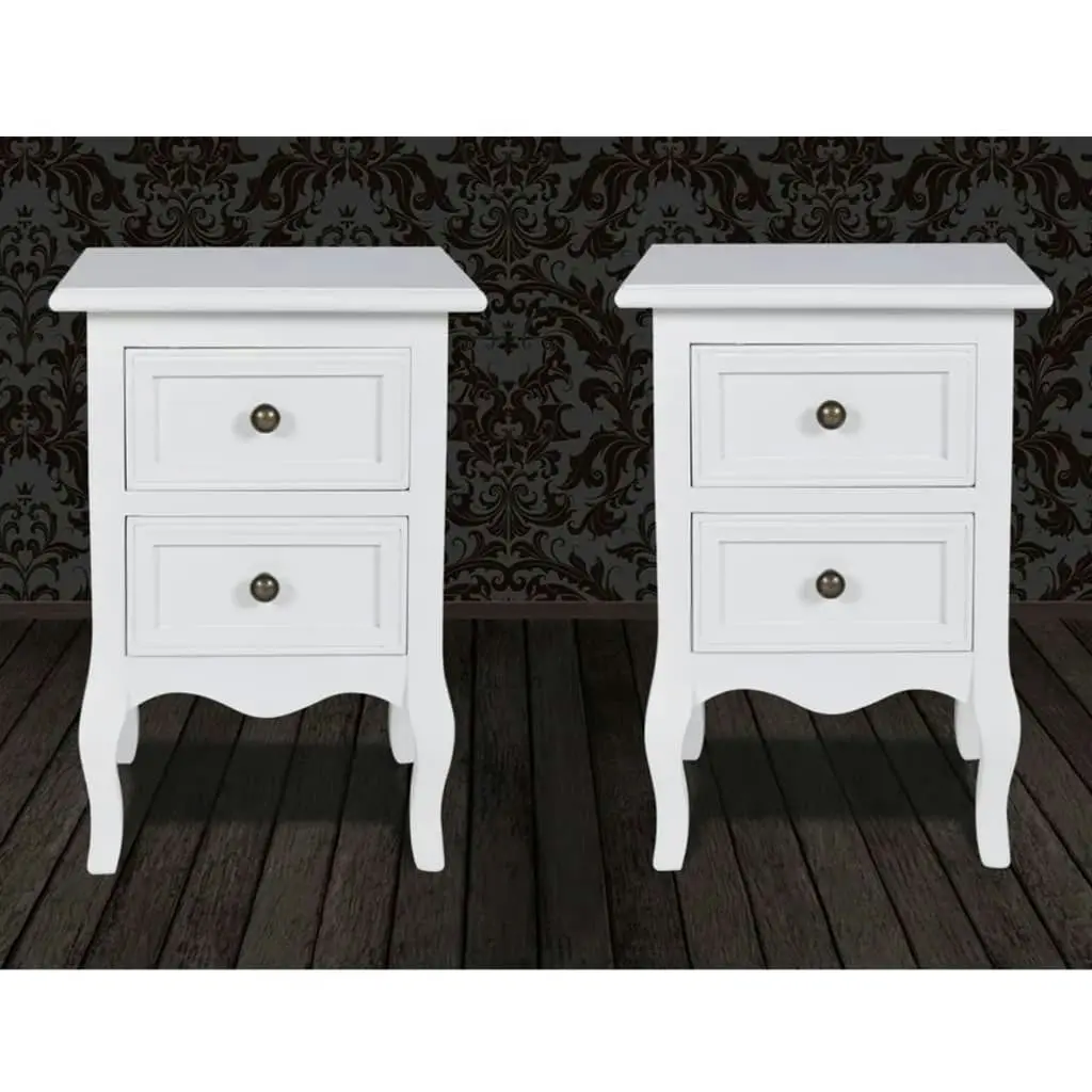 Nightstands 2 pcs with 2 Drawers MDF White 60638