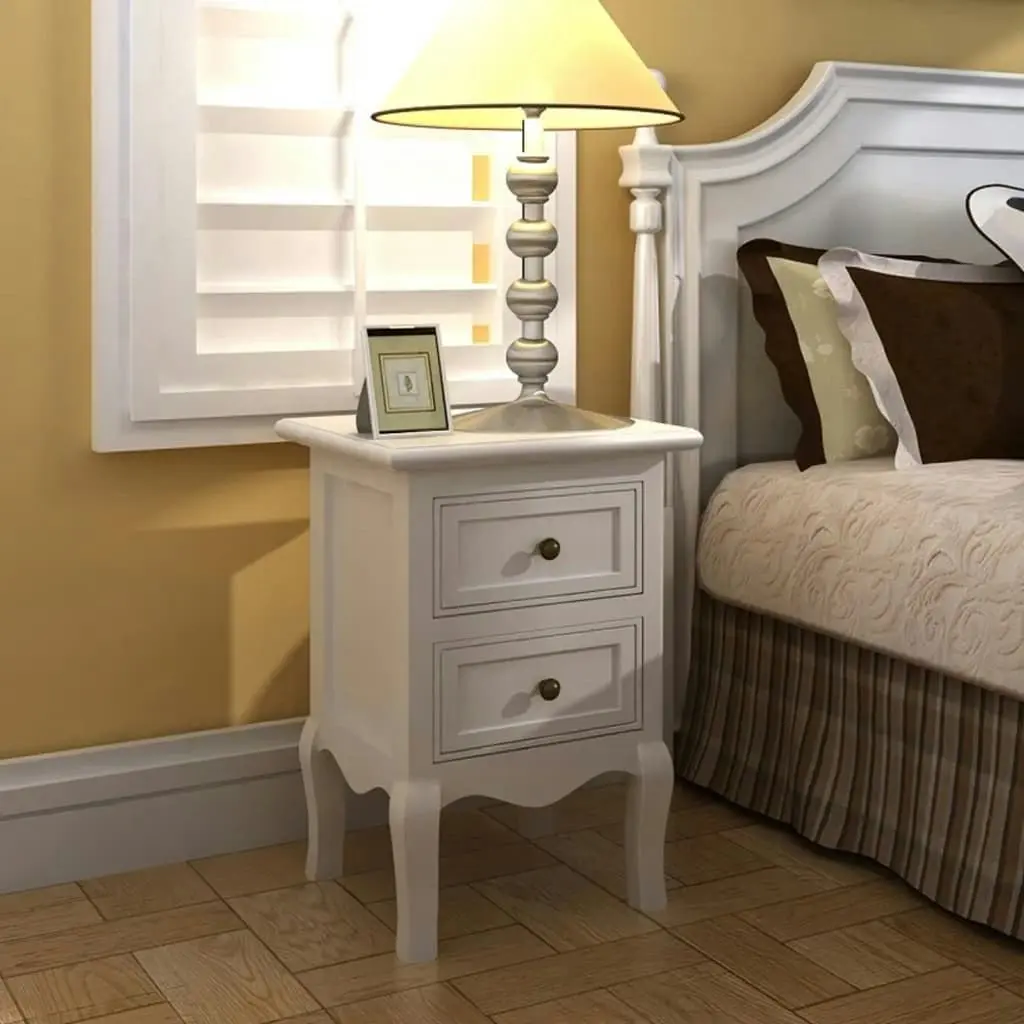 Nightstands 2 pcs with 2 Drawers MDF White 60638