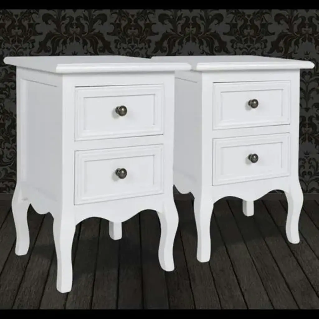 Nightstands 2 pcs with 2 Drawers MDF White 60638