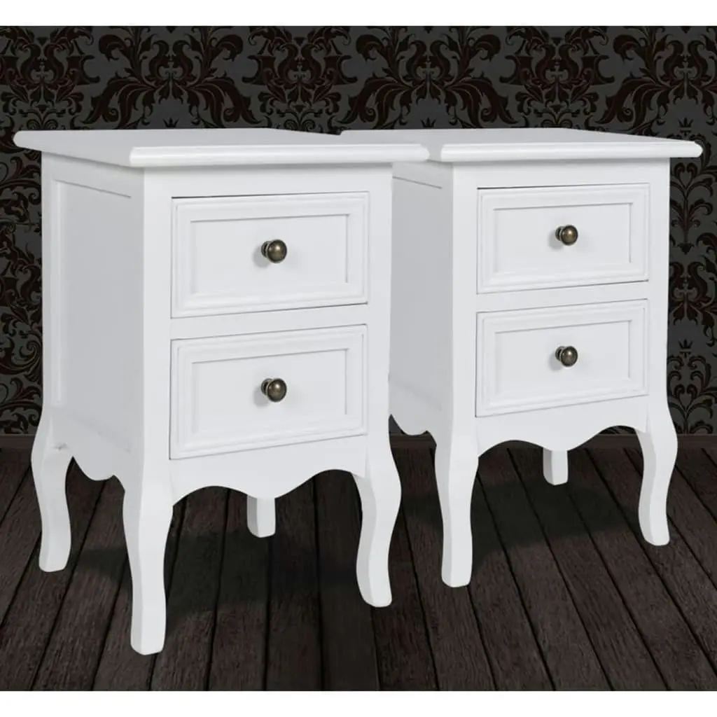 Nightstands 2 pcs with 2 Drawers MDF White 60638