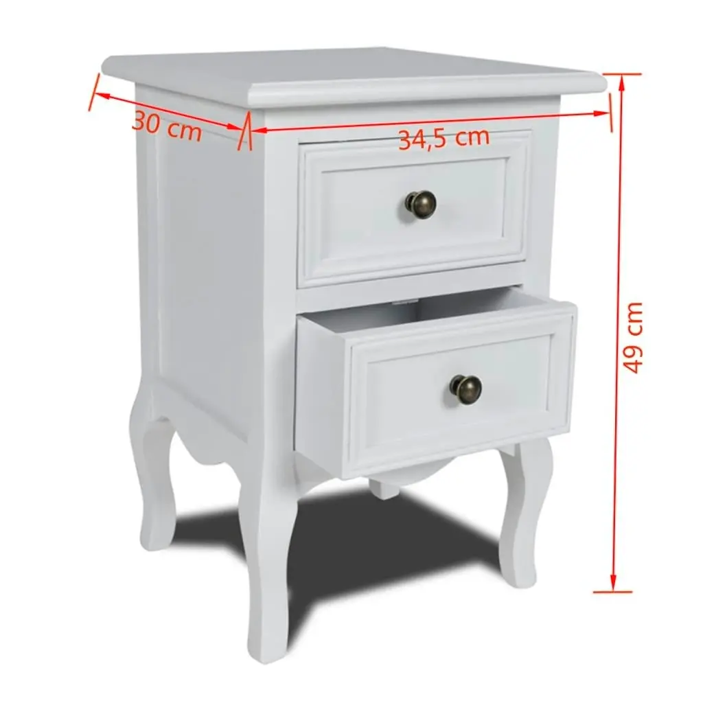 Nightstands 2 pcs with 2 Drawers MDF White 60638