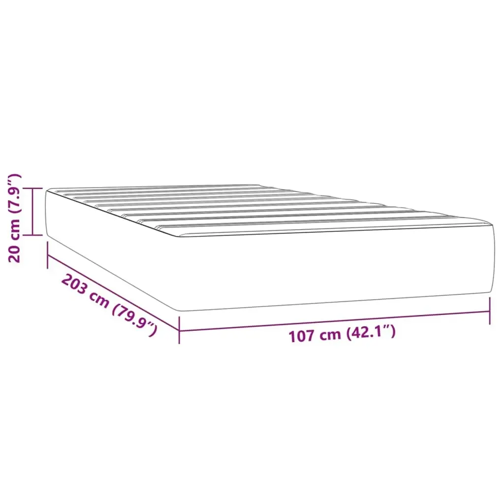 Pocket Spring Bed Mattress Black 106x203x20 cm King Single Size Velvet 4010077