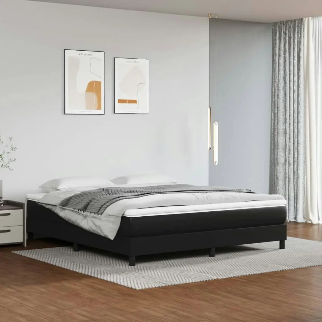 Pocket Spring Bed Mattress Black 152x203x20 cm Queen Faux Leather 347881