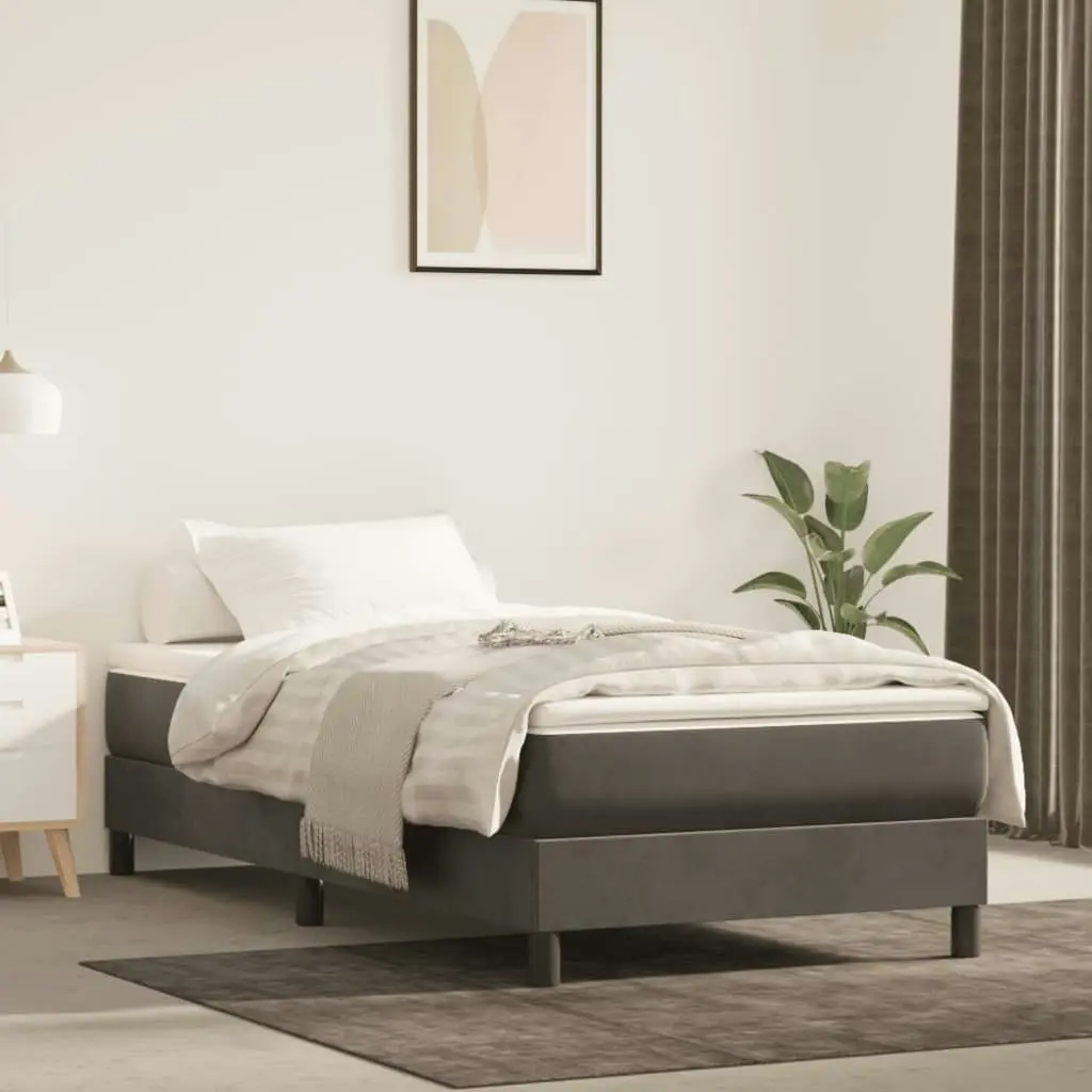 Pocket Spring Bed Mattress Dark Grey 107x203x20 cm Super Single Velvet 347904