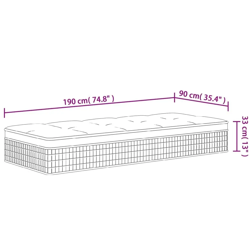 Pocket Spring Mattress Medium Plus 90x190 cm 372898