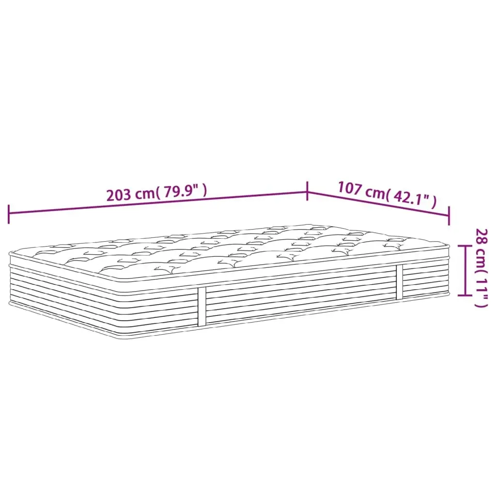 Pocket Spring Mattress Medium Plus 107x203 cm King Single Size 372862