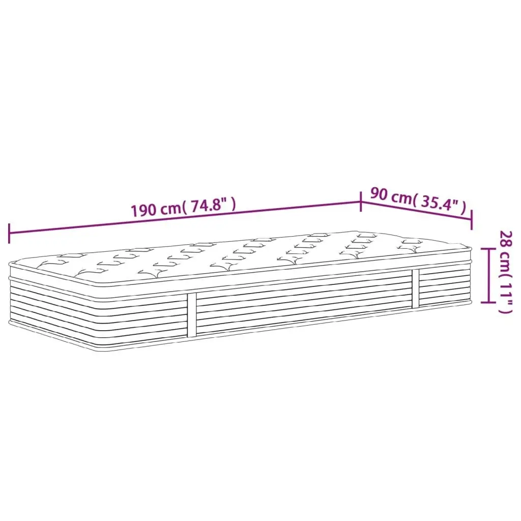 Pocket Spring Mattress Medium Plus 90x190 cm 372859