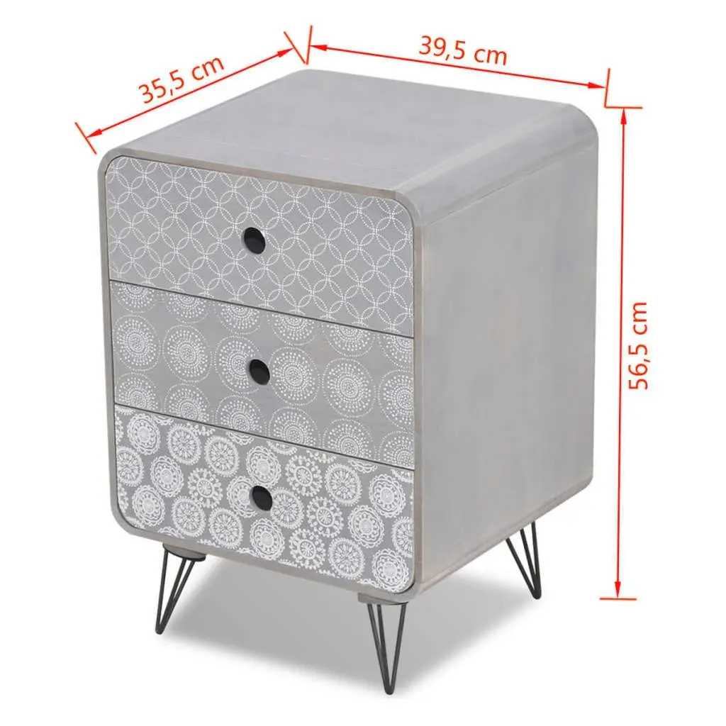 Side Cabinet with 3 Drawers Grey 242234